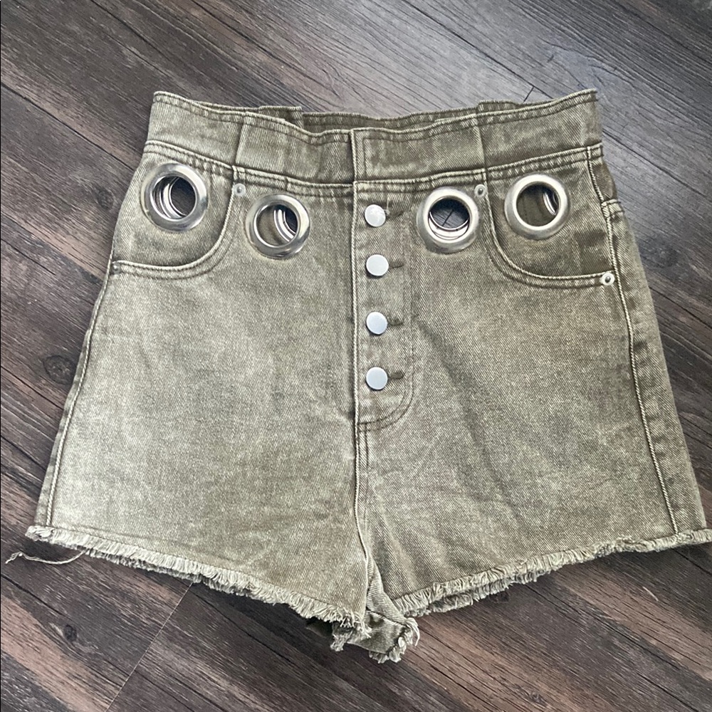 Olive Green High-Waisted Women Shorts